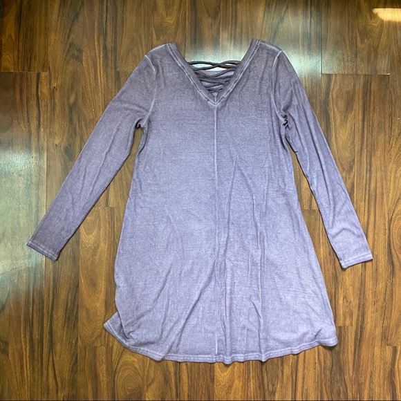 Easel Purple Burnout Lattice Back Swing Dress - Picture 4 of 7